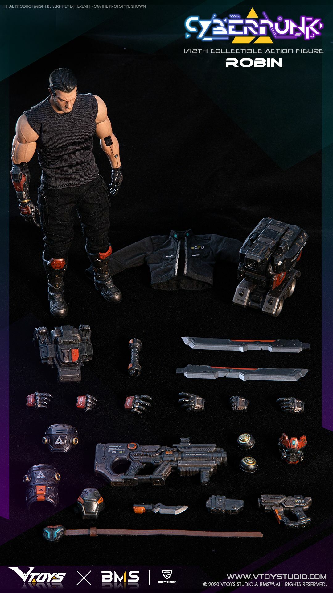 In Stock) VTOYS 1/12 CYBERPUNK ROBIN Action Figure (