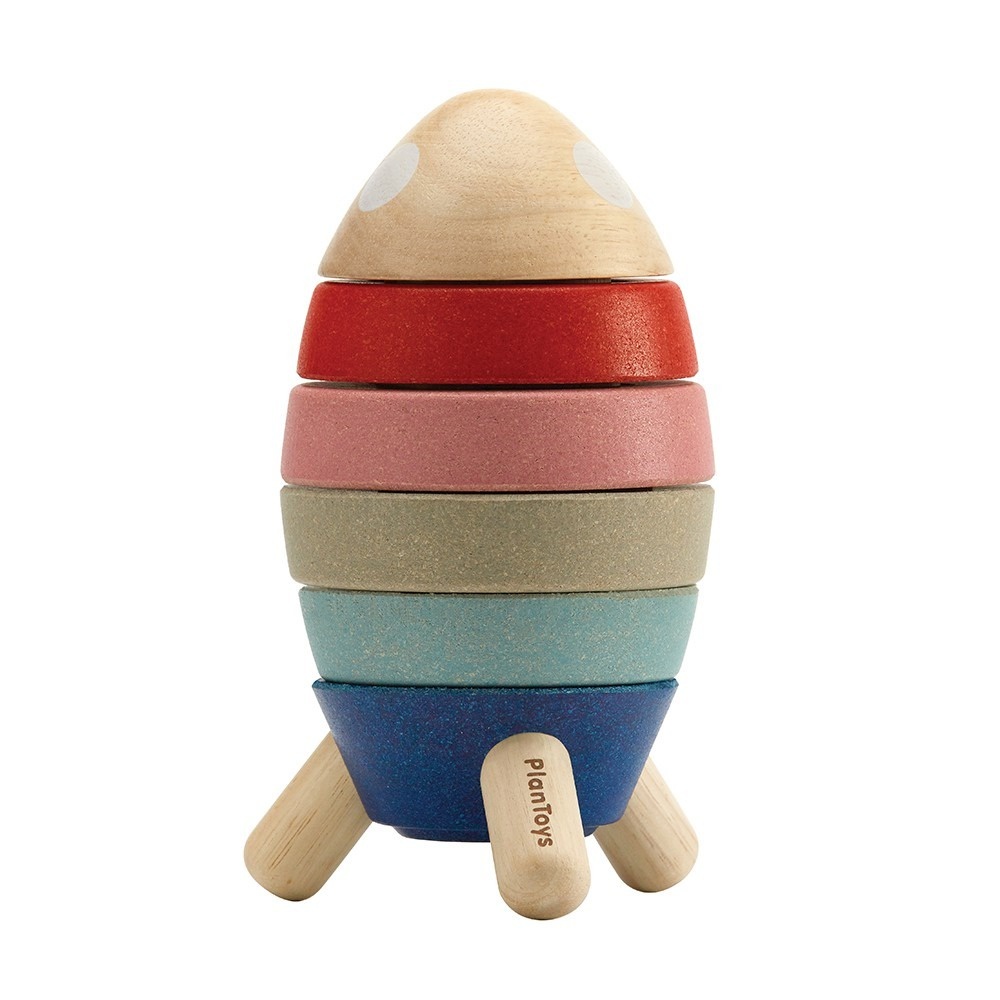 【樂森藥局】泰國 Plantoys 原木感統玩具-疊疊火箭(霓彩虹)