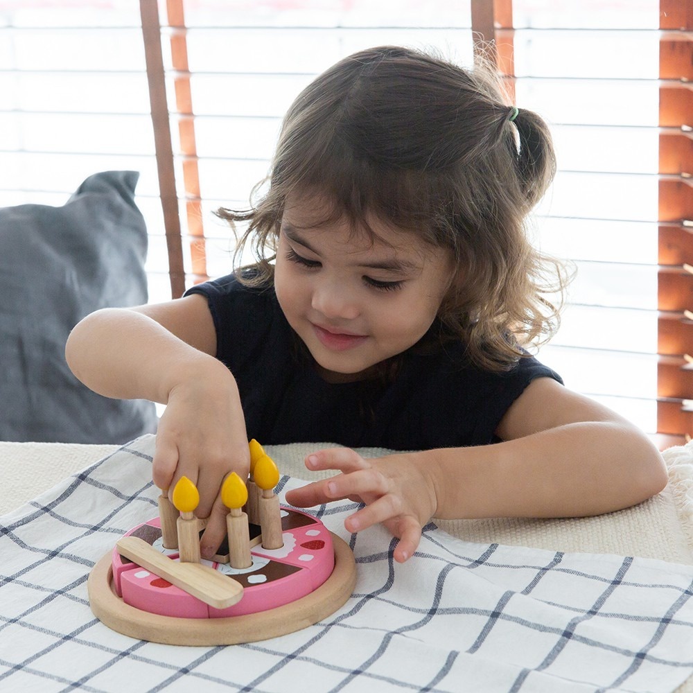 【樂森藥局】泰國 Plantoys 小主廚 -生日蛋糕組 木頭玩具 橡膠木 蛋糕 積木