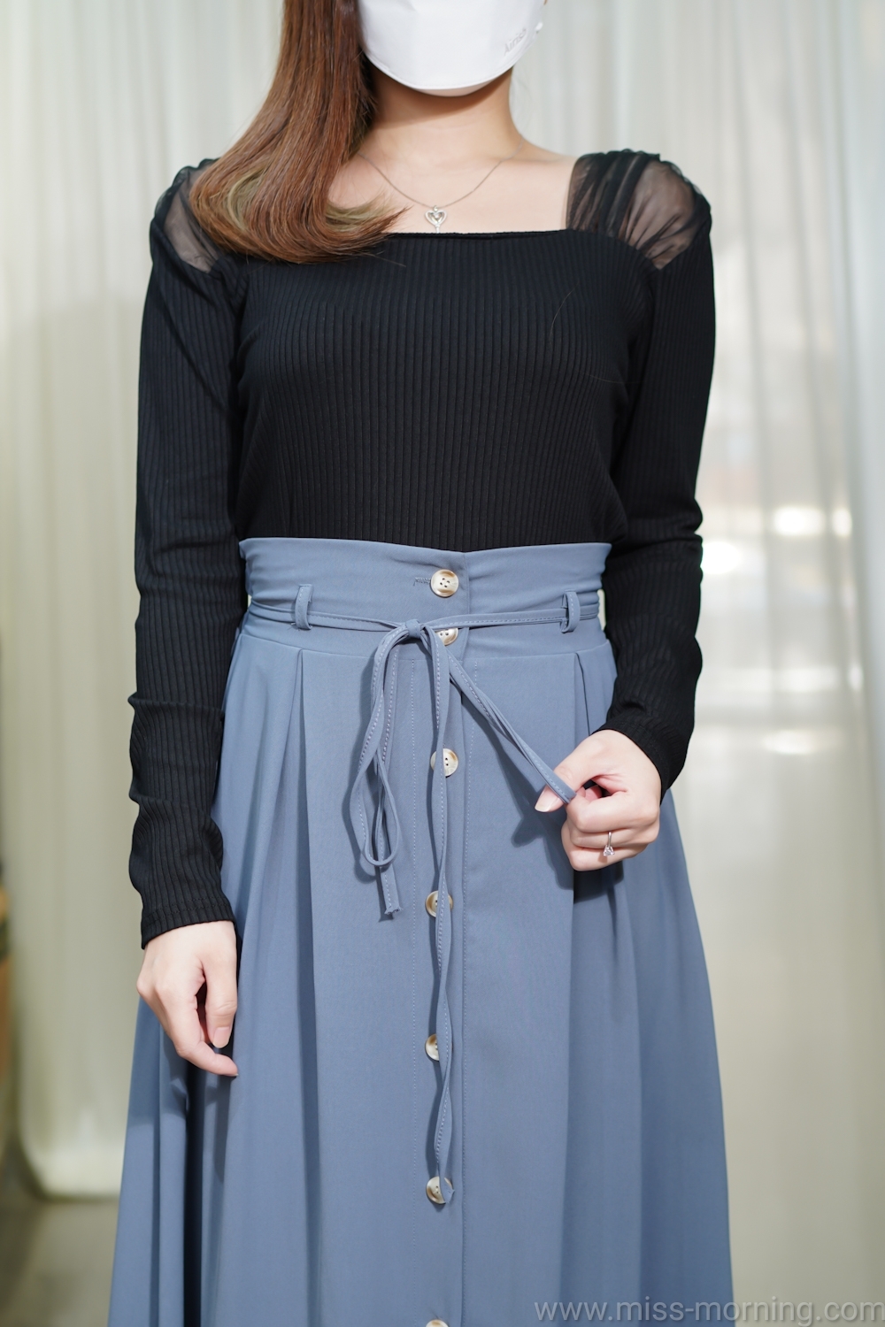 紗紗肩款上衣(12838)&真鈕中A後橡筋腰雪紡裙(33431)