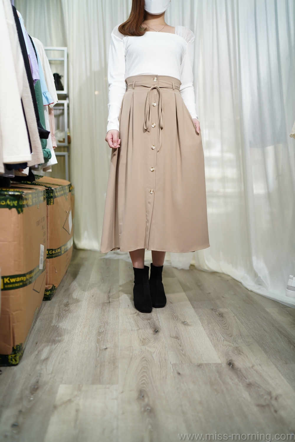 紗紗肩款上衣(12838)&真鈕中A後橡筋腰雪紡裙(33431)