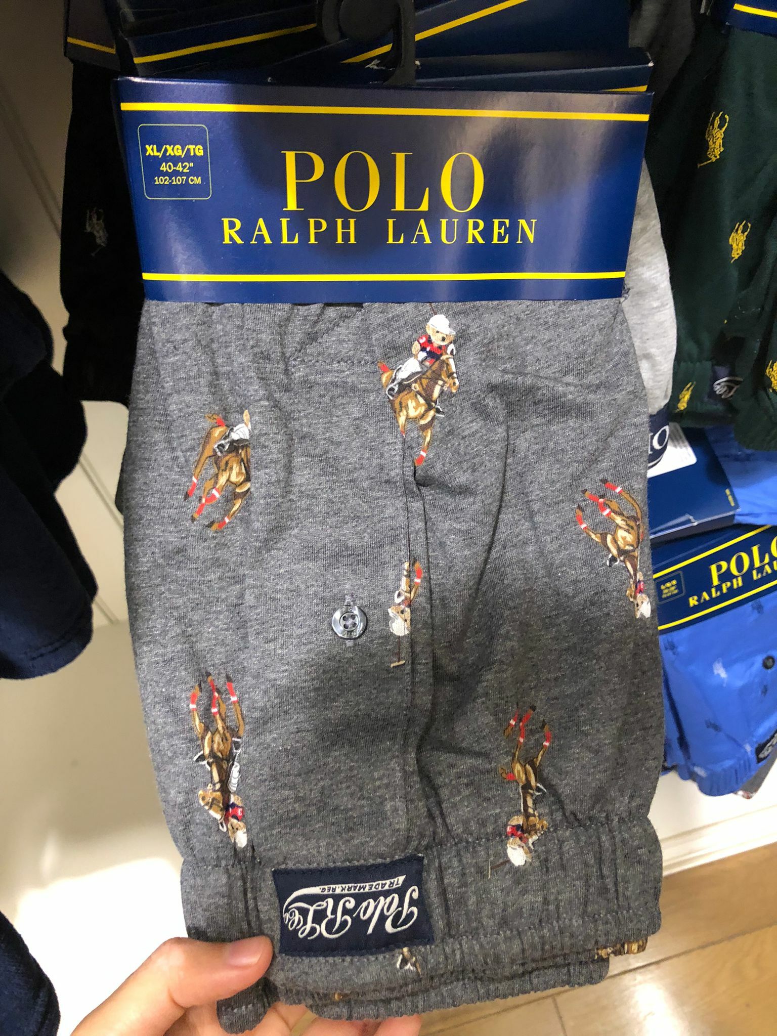 [U] POLO RALPH LAUREN MEN'S ALL OVER RIDING BEAR UNDERWEAR,GREY HEATHER, FL504S-AJ70 (UPR197)
