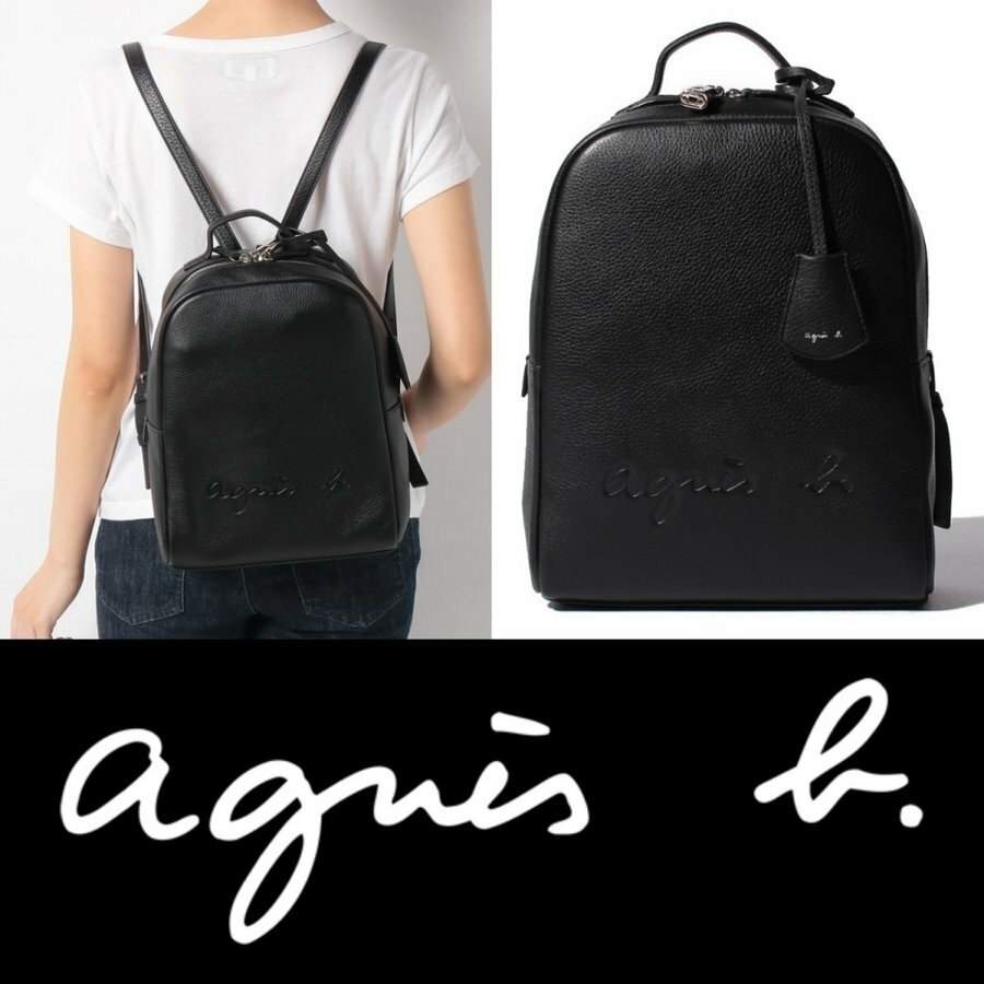 agnès b. 日系 黑色荔枝紋 小背囊