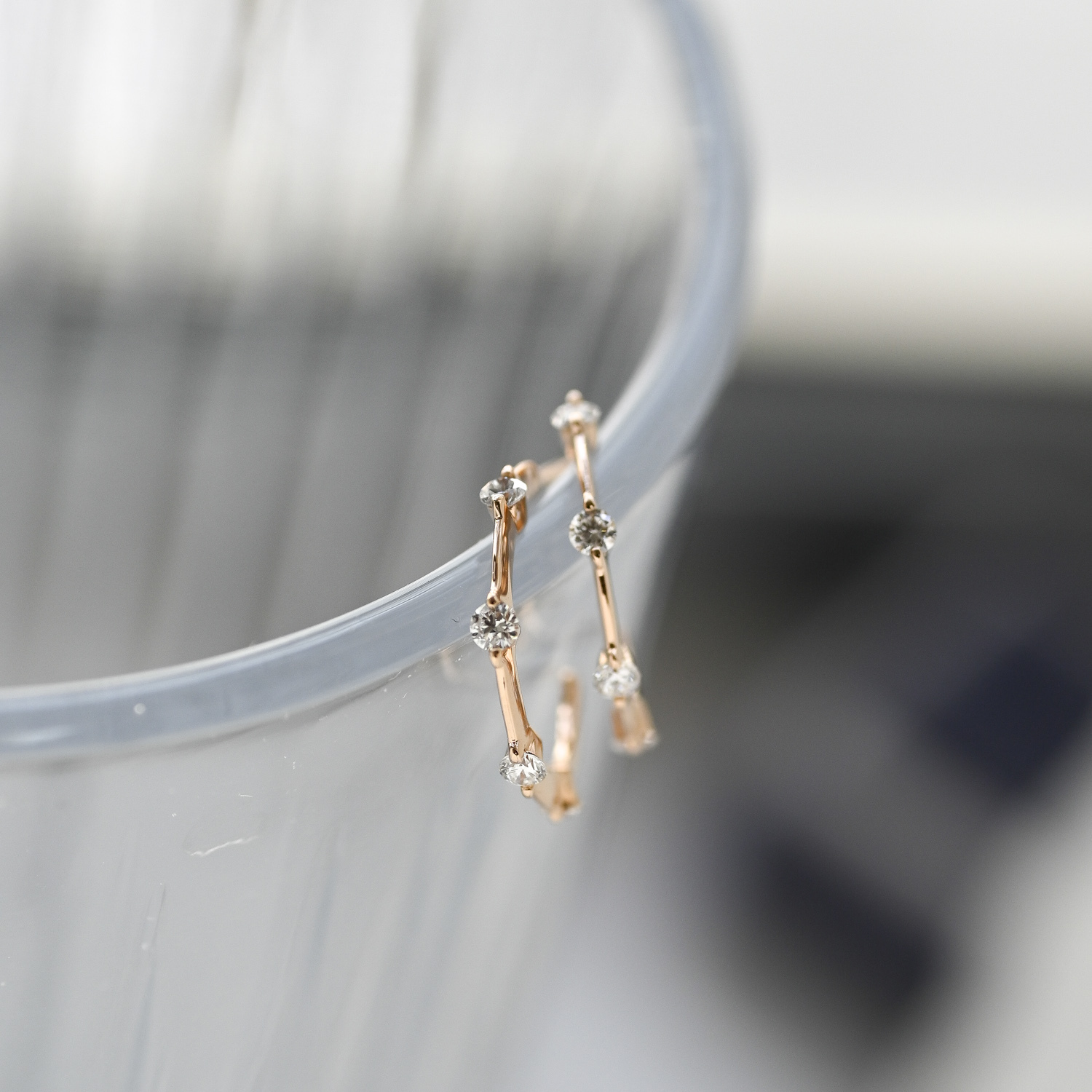 18K Single Prong Diamond Half Hoop Earring