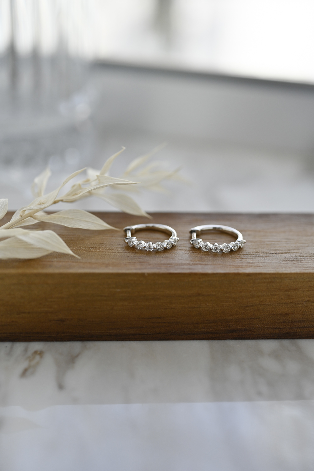 18K Single Prong Diamond Hoop Earring