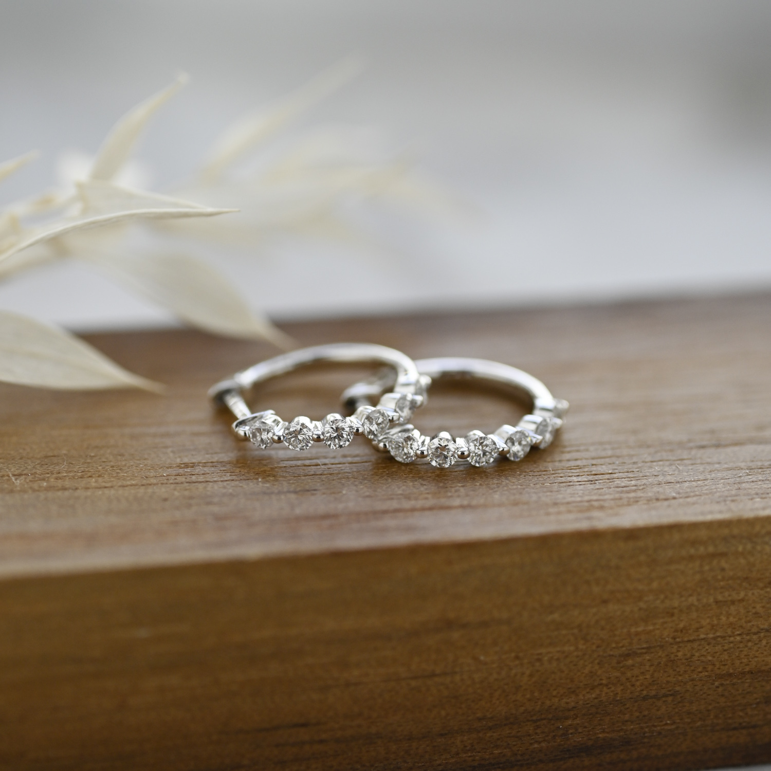 18K Single Prong Diamond Hoop Earring