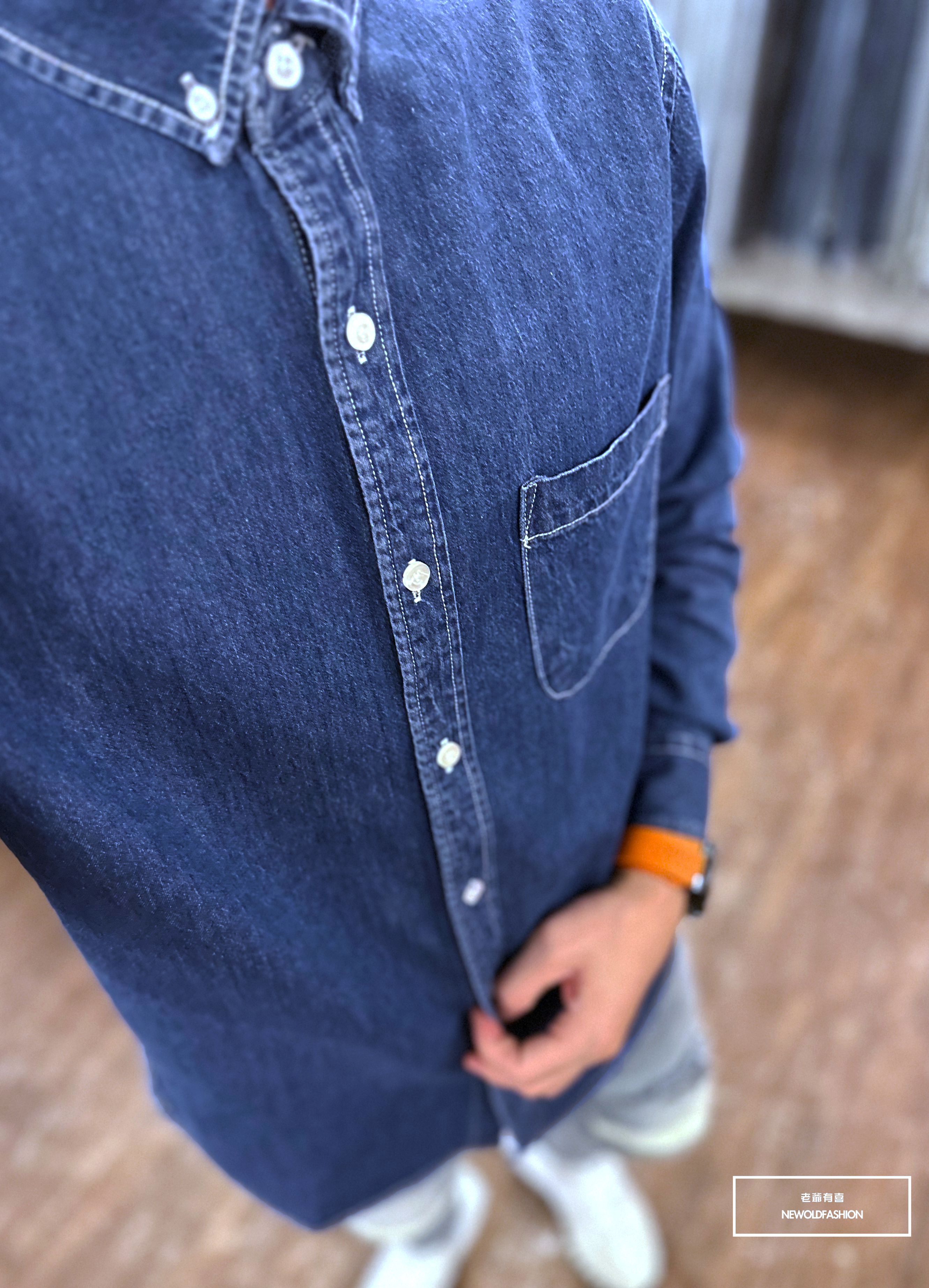 『新品上市』重磅丹寧口袋牛仔襯衫-深藍(NOF2209B8821)