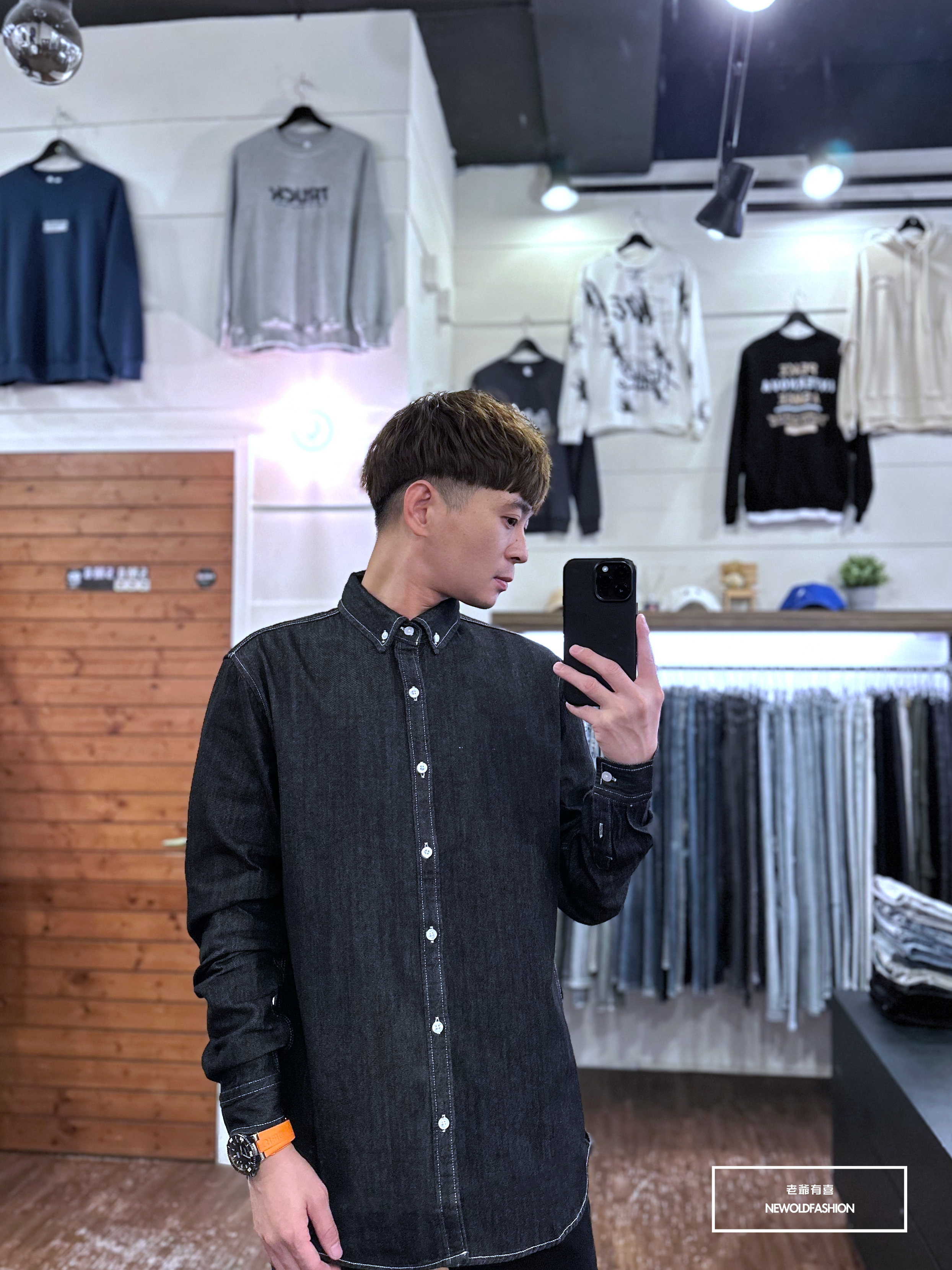 『新品上市』重磅單寧素色牛仔襯衫-黑(NOF2209B8820)