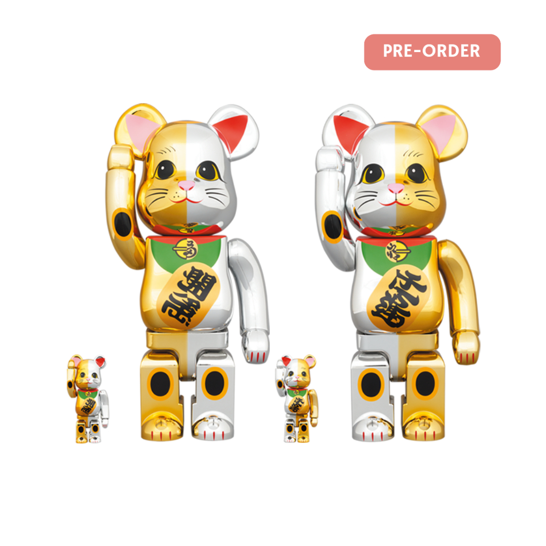 BE@RBRICK 招き猫 開運 銀×千万両 金 100％ & 400％-