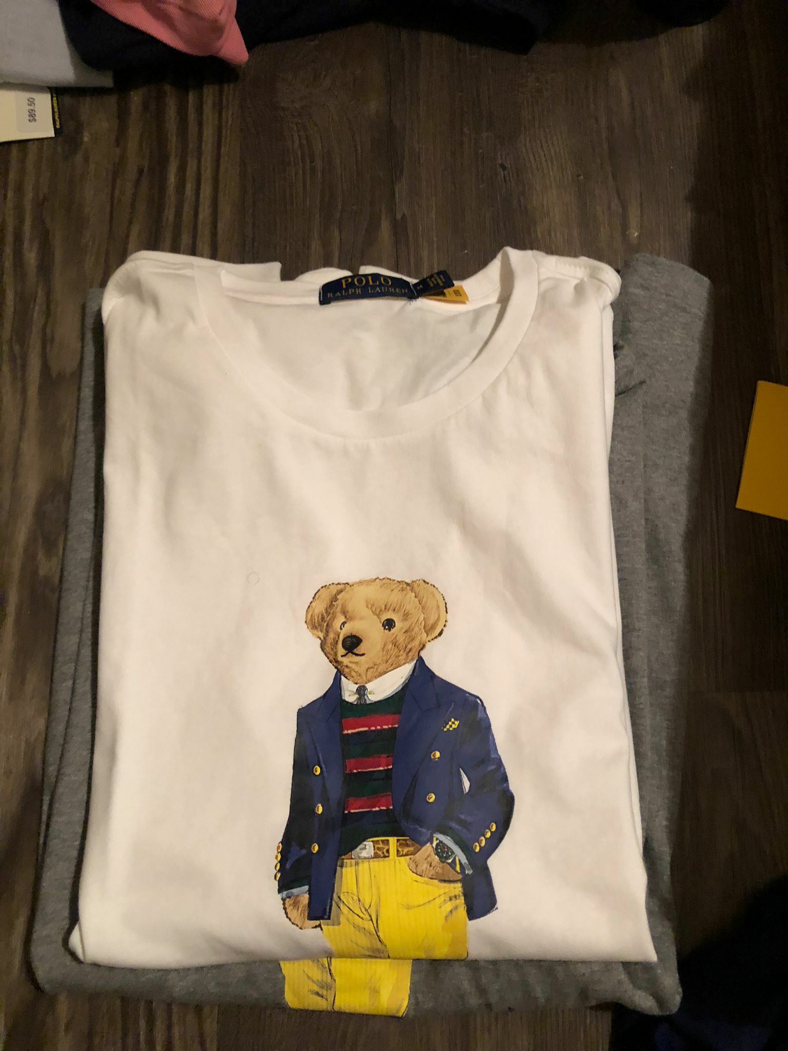 [U] POLO RALPH LAUREN MEN'S TEDDY BEAR PRINT SHORT SLEEVE T-SHIRT,WHITE BEAR, 710852300025-WHT BEAR (UPR205)