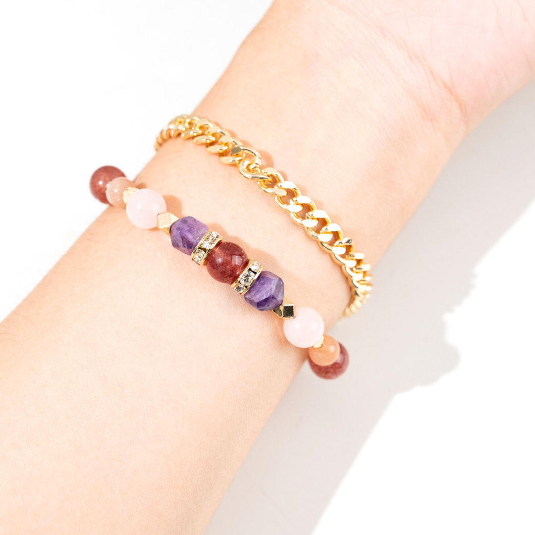 【風尚】思慕之風(紫水晶+粉水晶+草莓晶+太陽石)