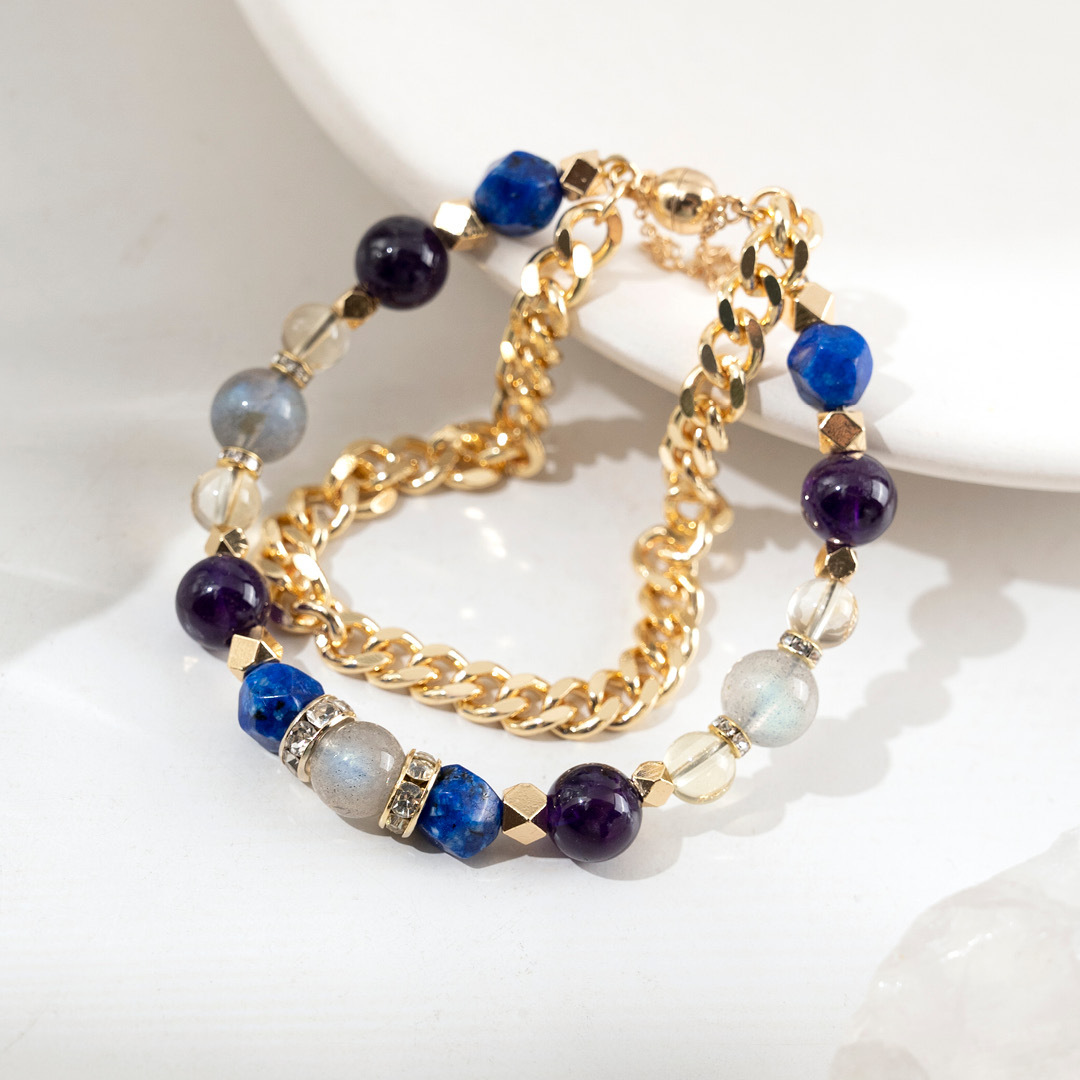 【風尚】智慧之風(青金石+紫水晶+月光石+黃水晶)