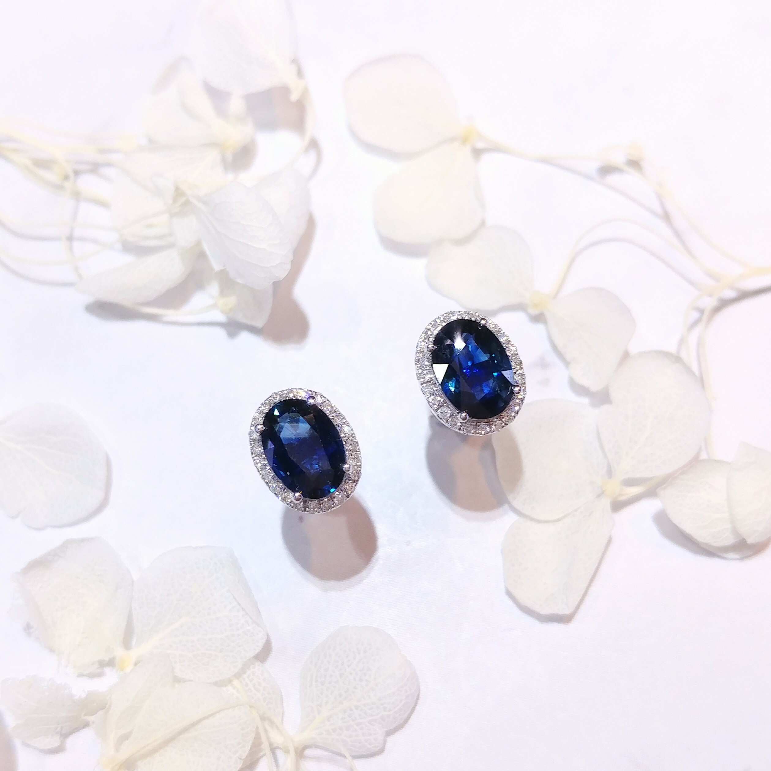 18K White Gold 1.91ct Sapphire and Diamond Earrings