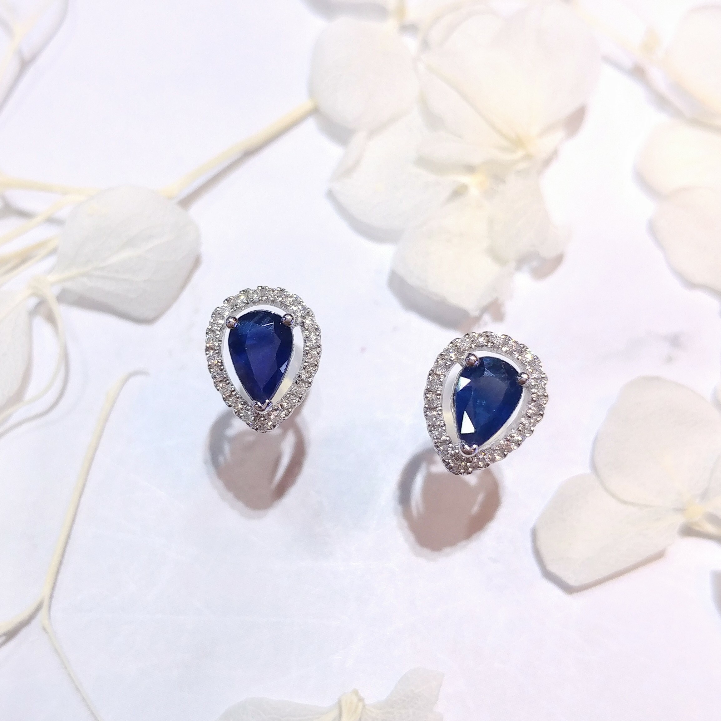18K White Gold 1.03ct Sapphire and Diamond Earrings