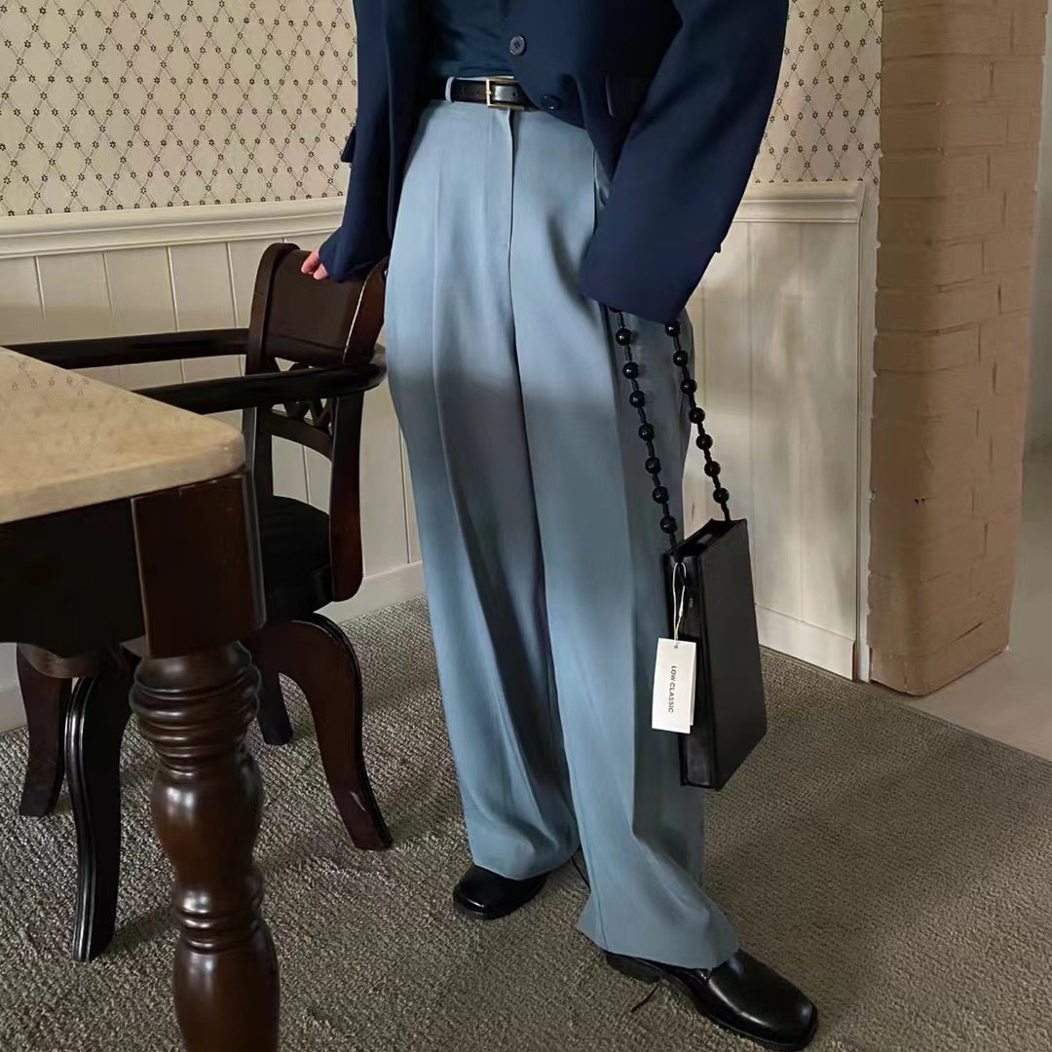 前打摺霧藍西褲(S)