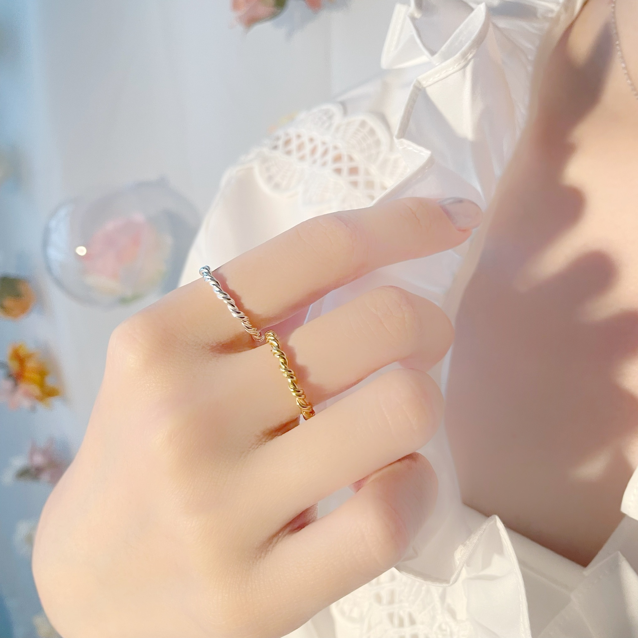 | 925純 銀・ 18k金 | 麻花戒指（銀/金） | RI0461 |