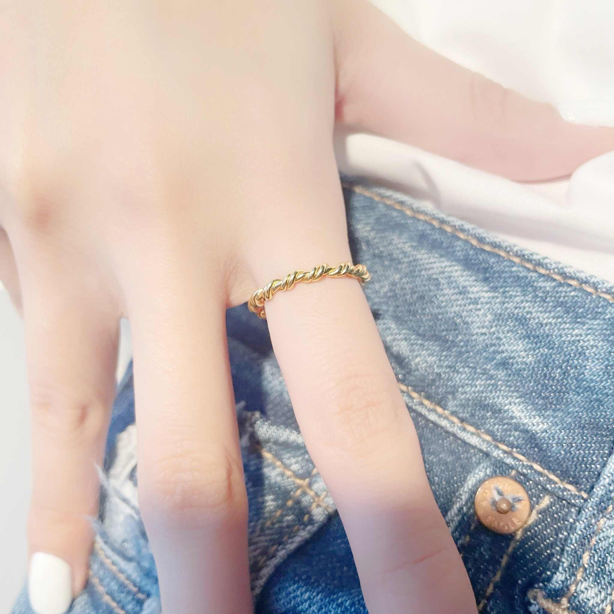 | 925純 銀・ 18k金 | 麻花戒指（銀/金） | RI0461 |