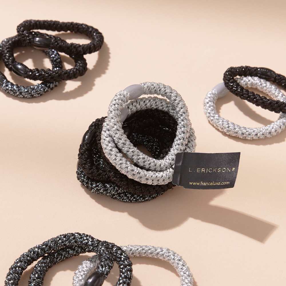 L. ERICKSON 彈力髮圈8入-粗版〈灰銀璀璨〉