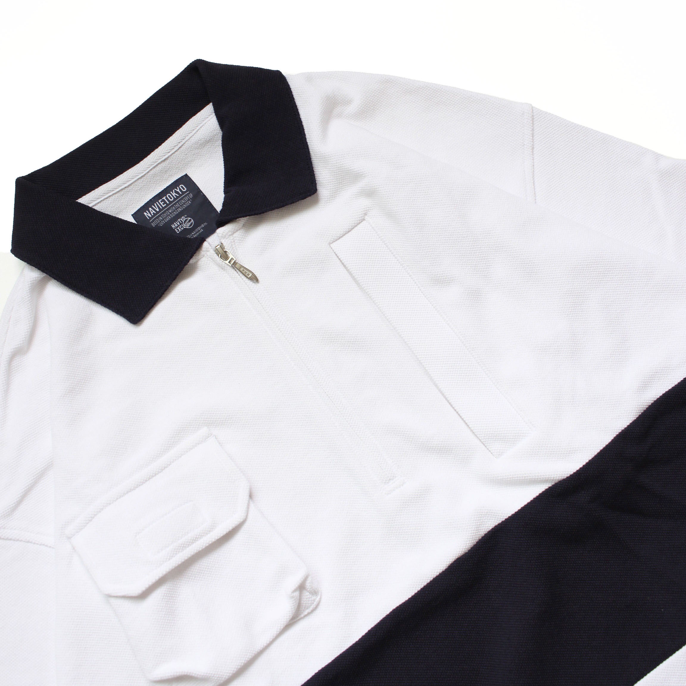 人気特価激安 NAVIETOKYO HALFZIP L S POLO navy-white M