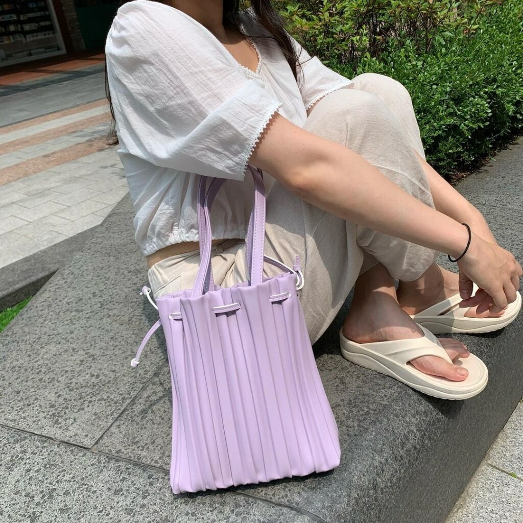 韓國Mjade授權 韓系波浪兩用束口水桶包