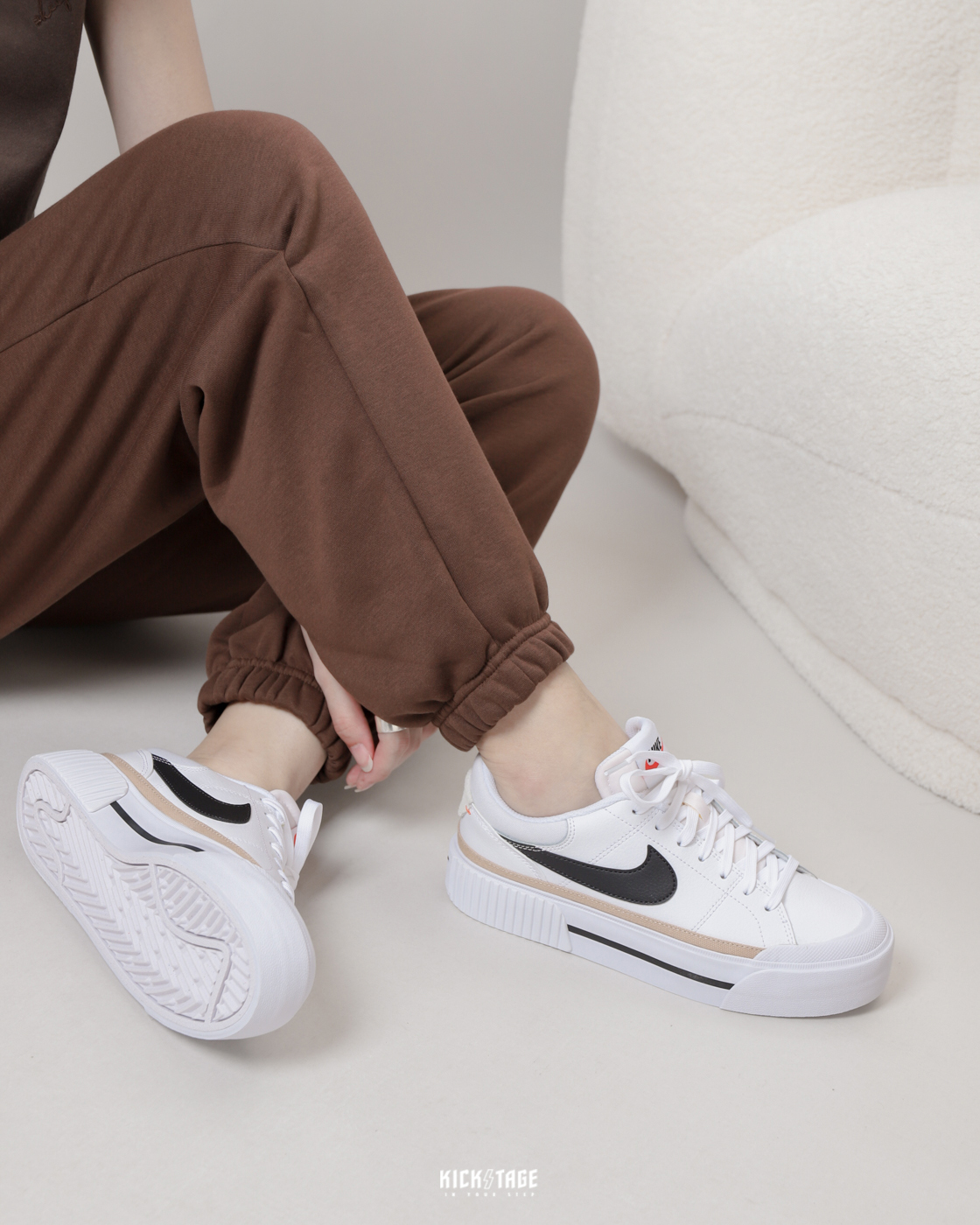 **特價商品售出不退換**男女鞋 NIKE W COURT LEGACY LIFT 珍珠歐雷 仙草奶凍 鮮奶茶 皮革拼接 復古 厚底 增高 休閒鞋【DM7590-100】25SALE