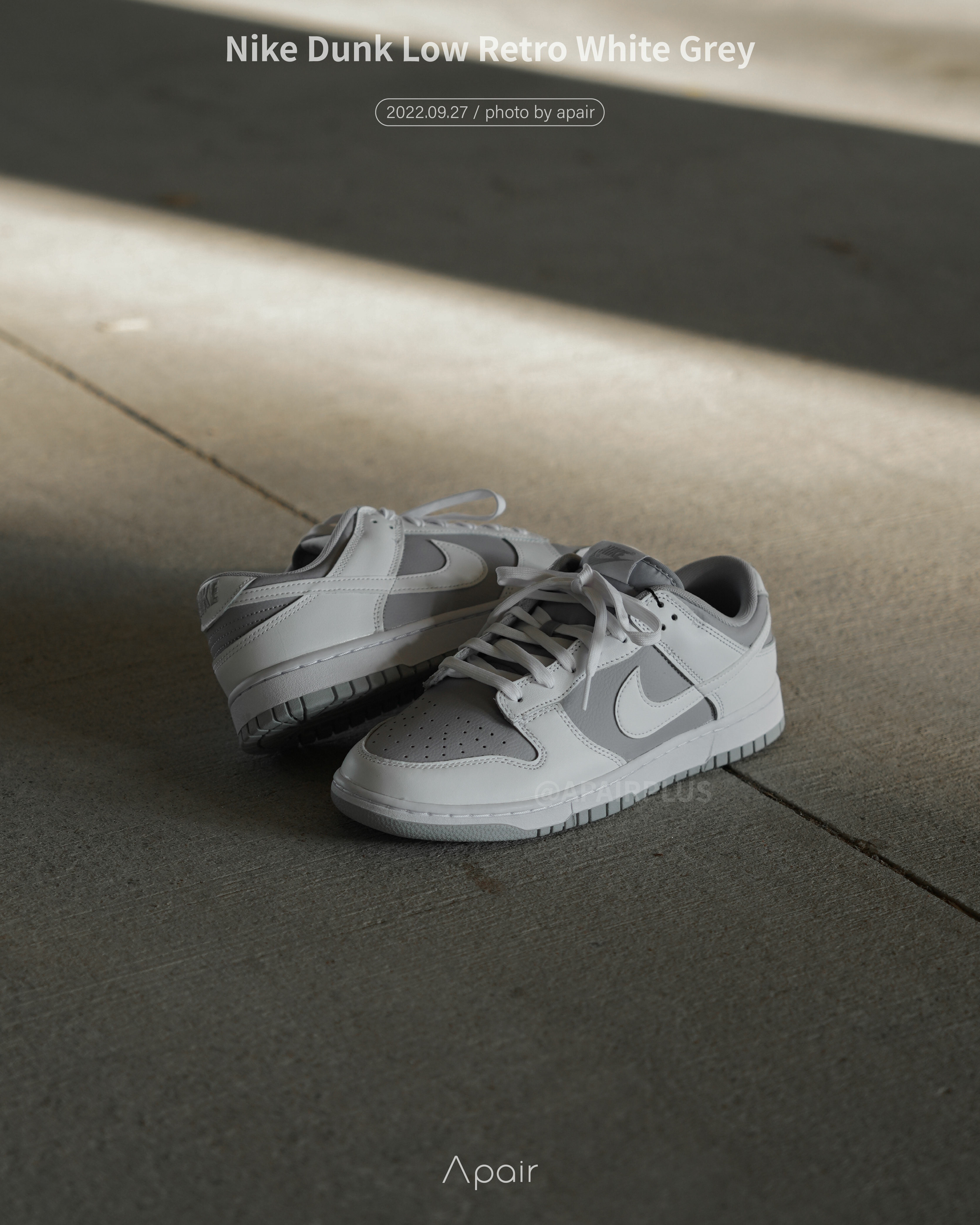 【APAIR】部分現貨 Nike Dunk Low Retro White Grey 反轉 灰白 DJ6188-003 男女尺