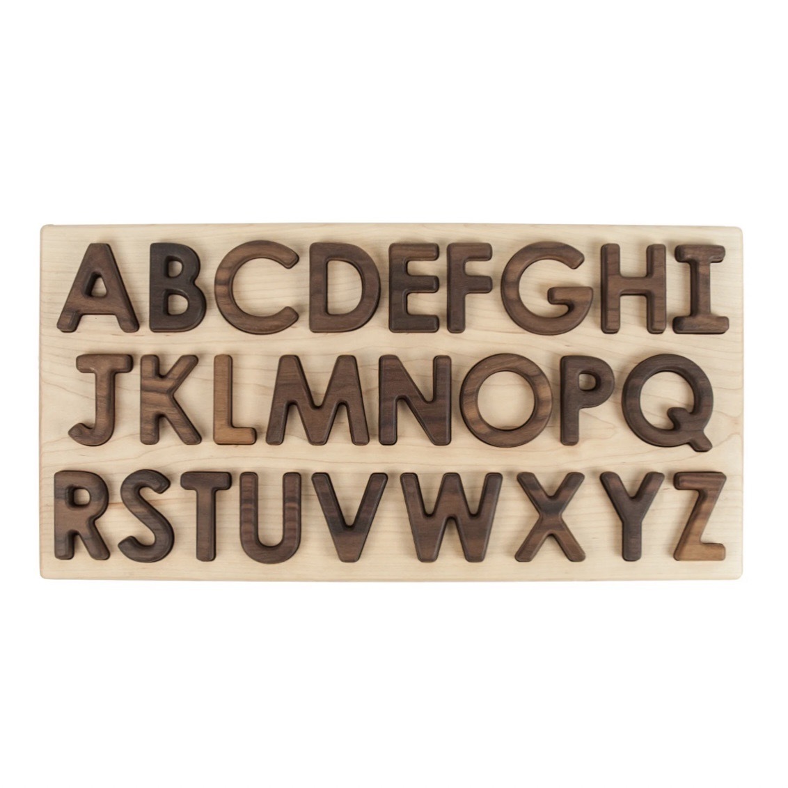 大寫字母拼圖- 黑胡桃木字母+楓木底板