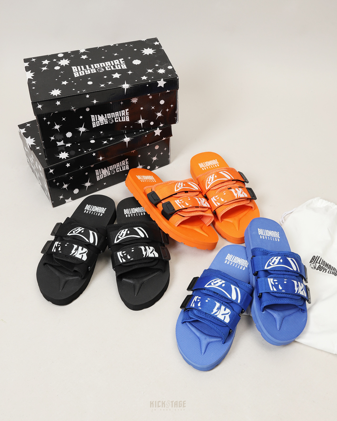 **特價商品無退換**BILLIONAIRE BOYS CLUB Cosmic Slides 黑色 橘色 藍色 太空人 印花 魔鬼氈 可調式 拖鞋【821-4806】