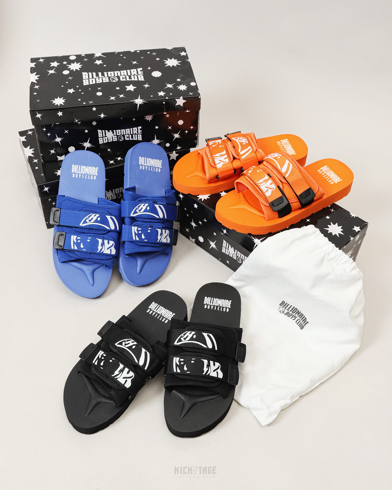 **特價商品無退換**BILLIONAIRE BOYS CLUB Cosmic Slides 黑色 橘色 藍色 太空人 印花 魔鬼氈 可調式 拖鞋【821-4806】