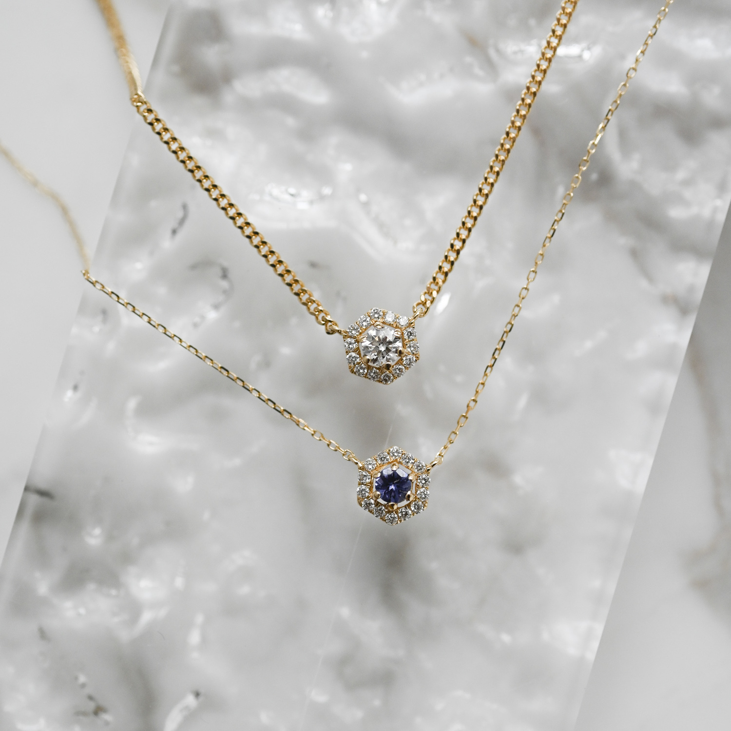 18K Hexa Birth stone Necklace