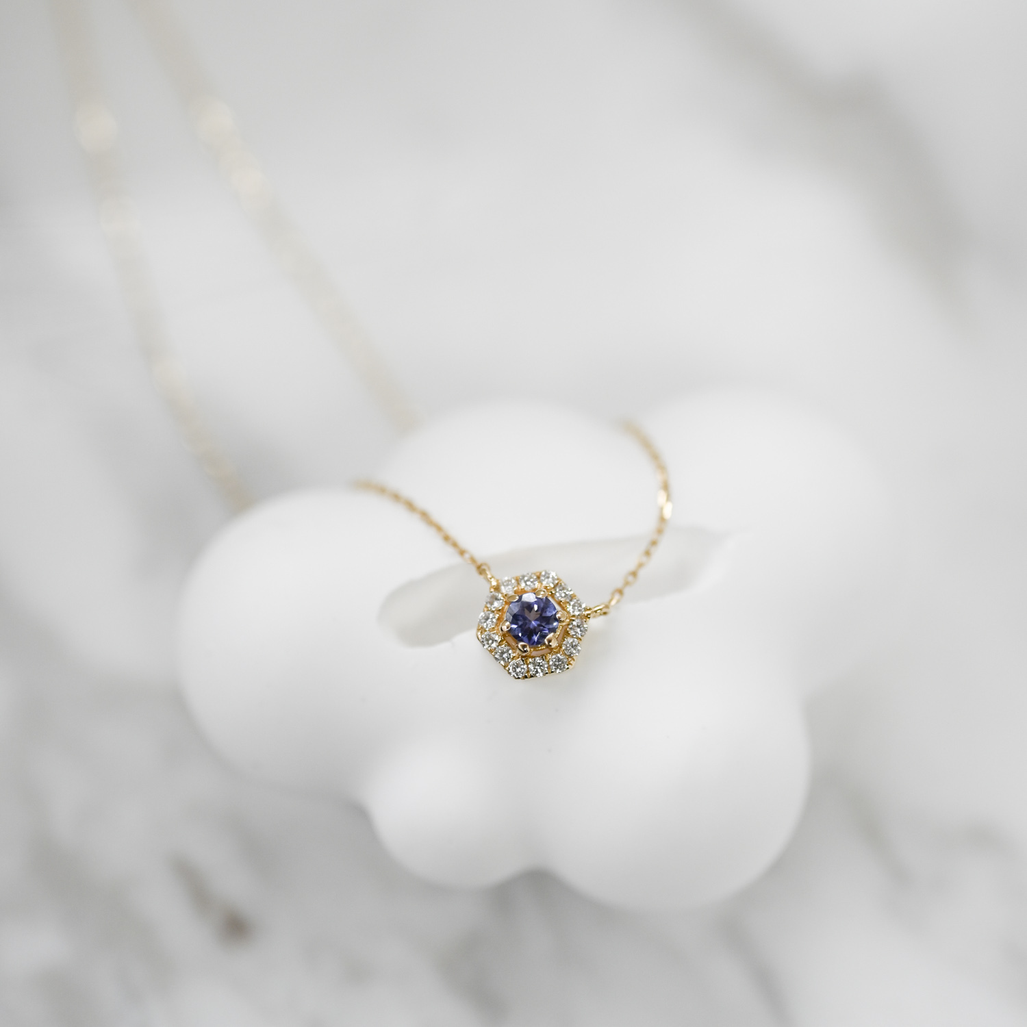 18K Hexa Birth stone Necklace