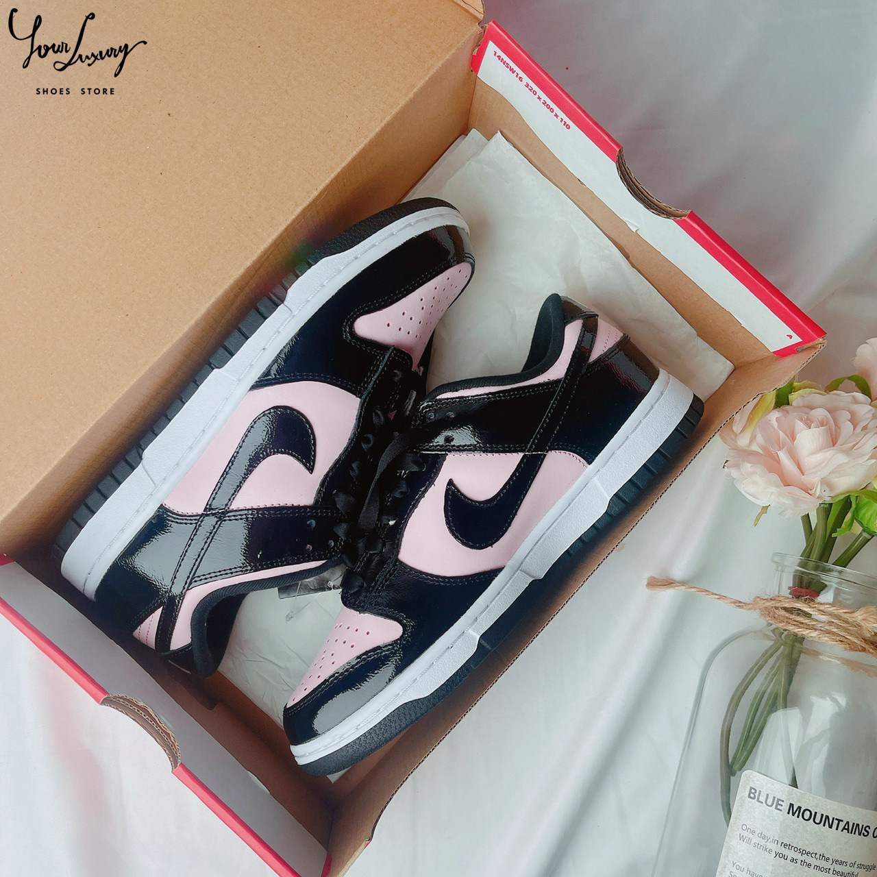 【Luxury】WMNS Dunk Low Essential Black Patent Leather 黑粉 DJ9955-600