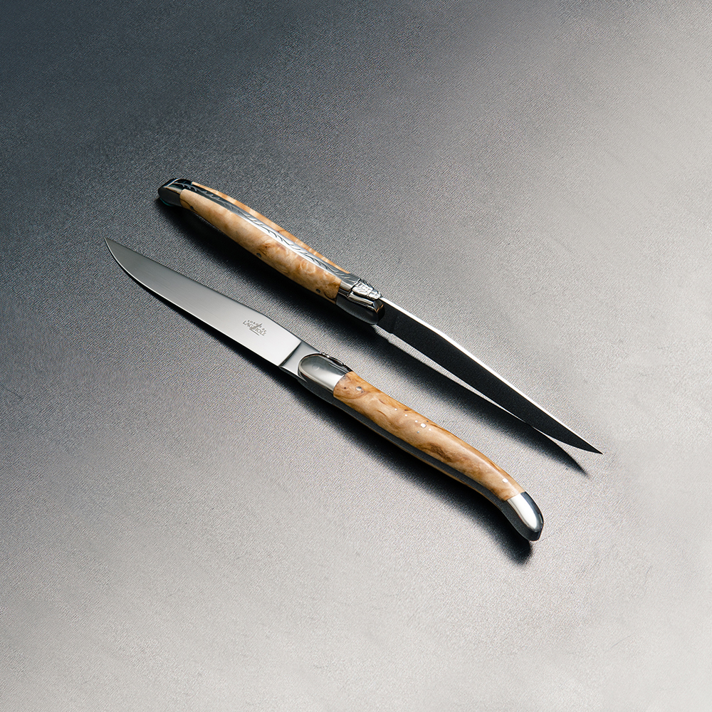 FORGE DE LAGUIOLE | 樺木握柄2件餐具禮盒組 (亮/霧面)