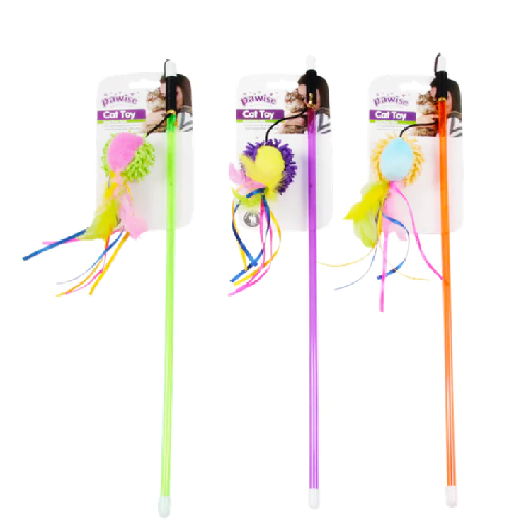 Pawise⎜毛毛球貓棒 (綠色/紅色/紫色)（No.28299)