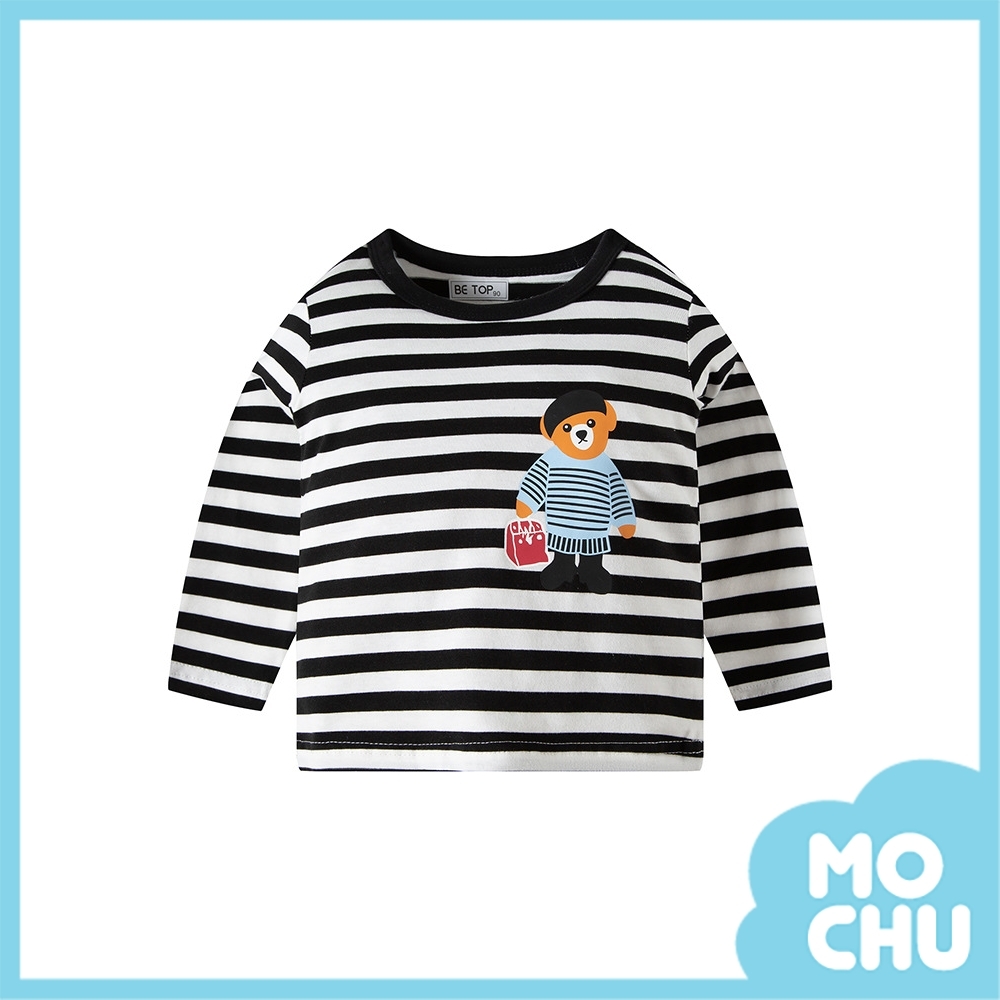 小熊條紋長袖上衣(兩色)