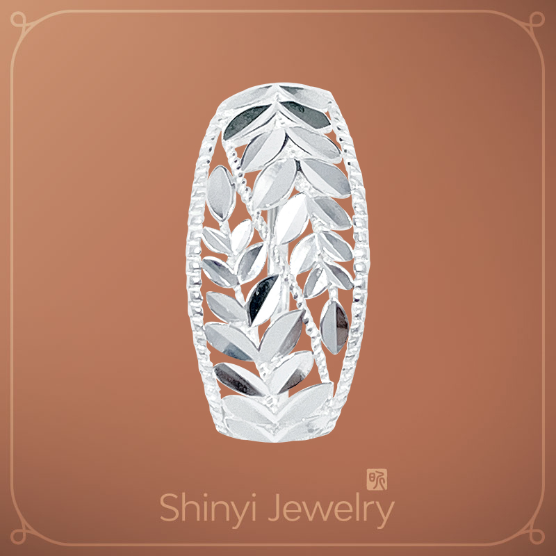 春日盎然寬版足銀戒