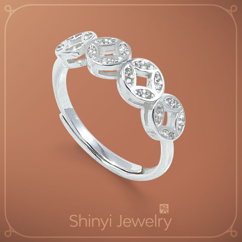 贏賺錢脈鋯石足銀戒