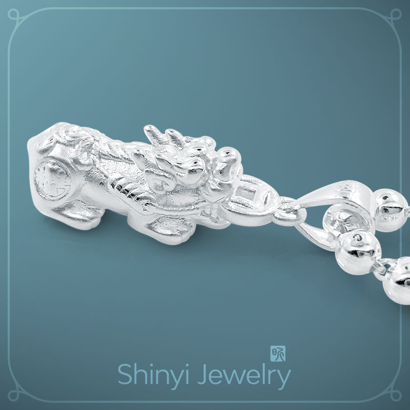 咬財貔貅墜鍊（20吋3mm足銀珠鍊）