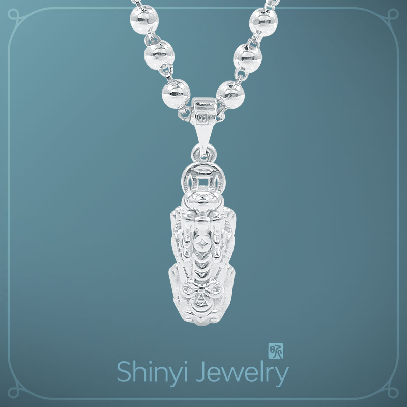 咬財貔貅墜鍊（20吋3mm足銀珠鍊）