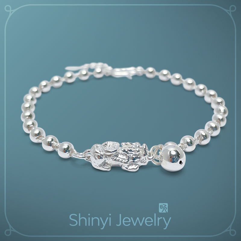 財源滾滾貔貅足銀手鍊