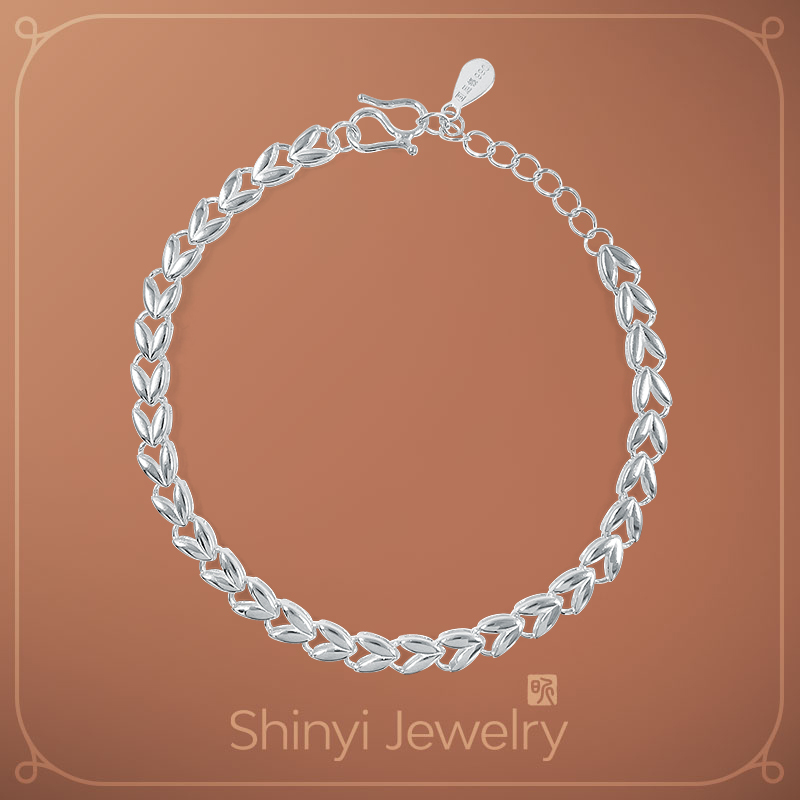 優雅桂冠雙面精工足銀手錬