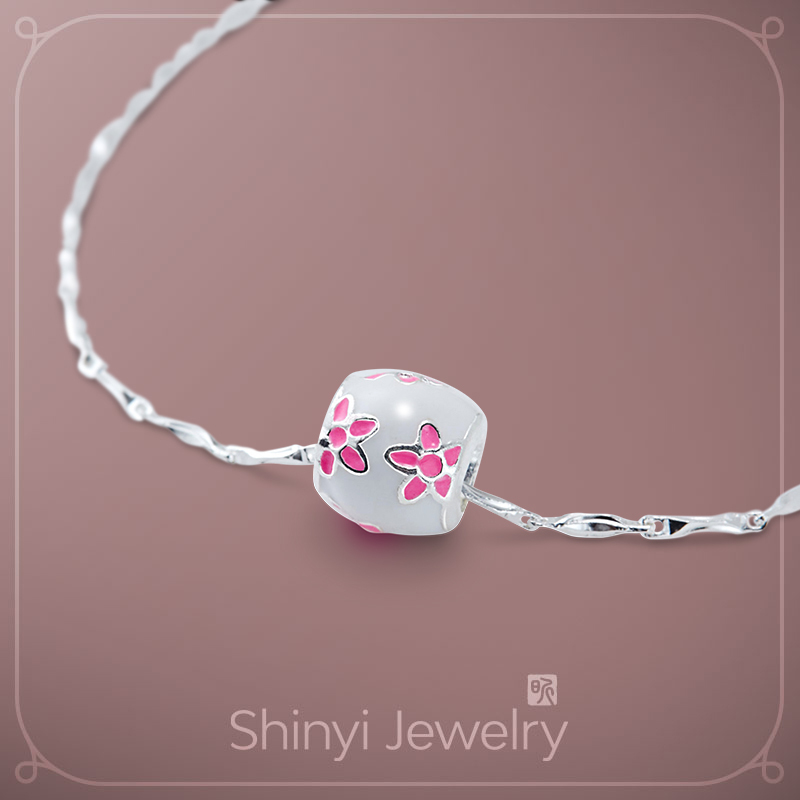落櫻繽紛招人緣轉運珠足銀項鍊