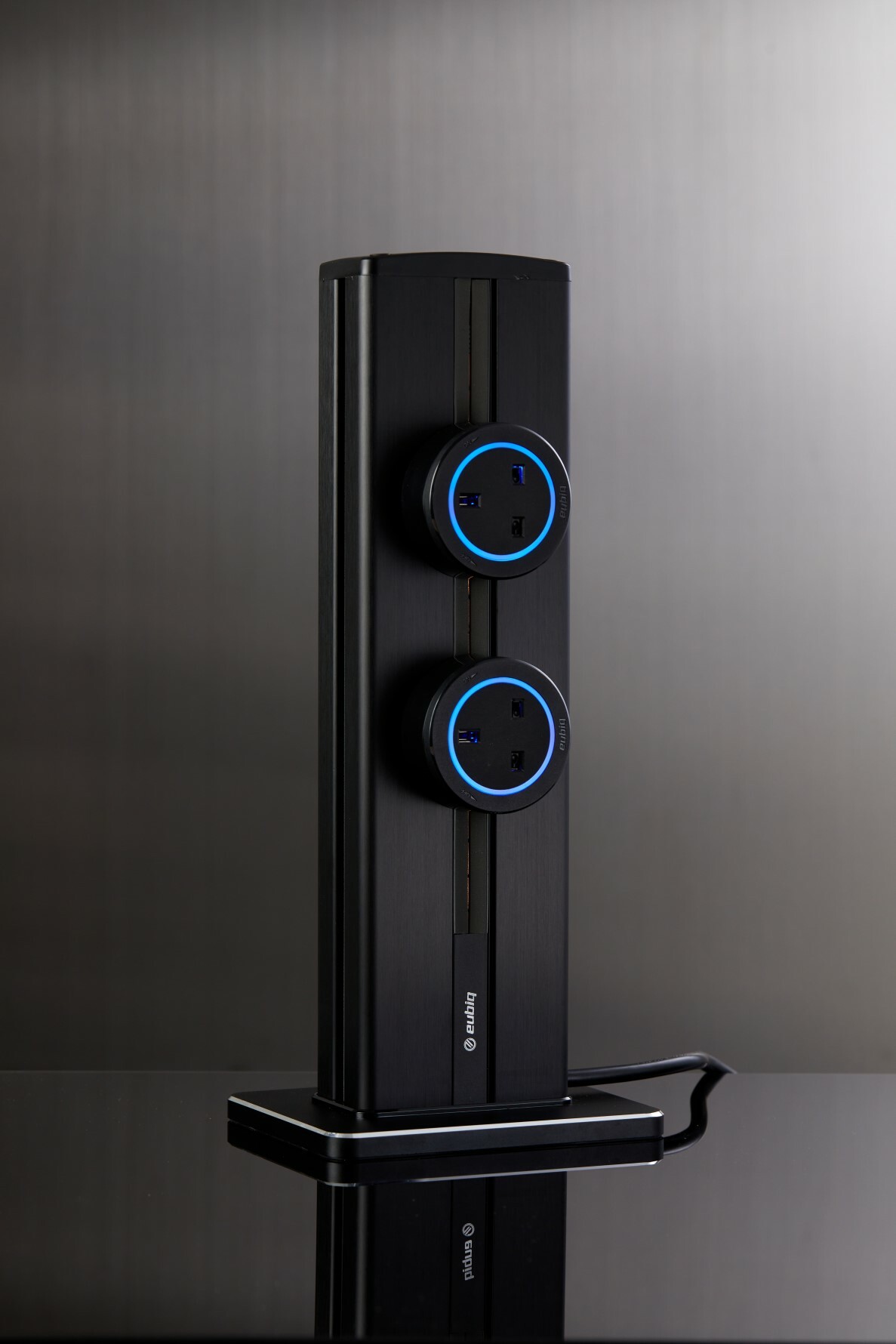 EUBIQ –  MINI TT 直立式 帶電源線電力軌道+2個BS4(套裝) (銀色/黑色)