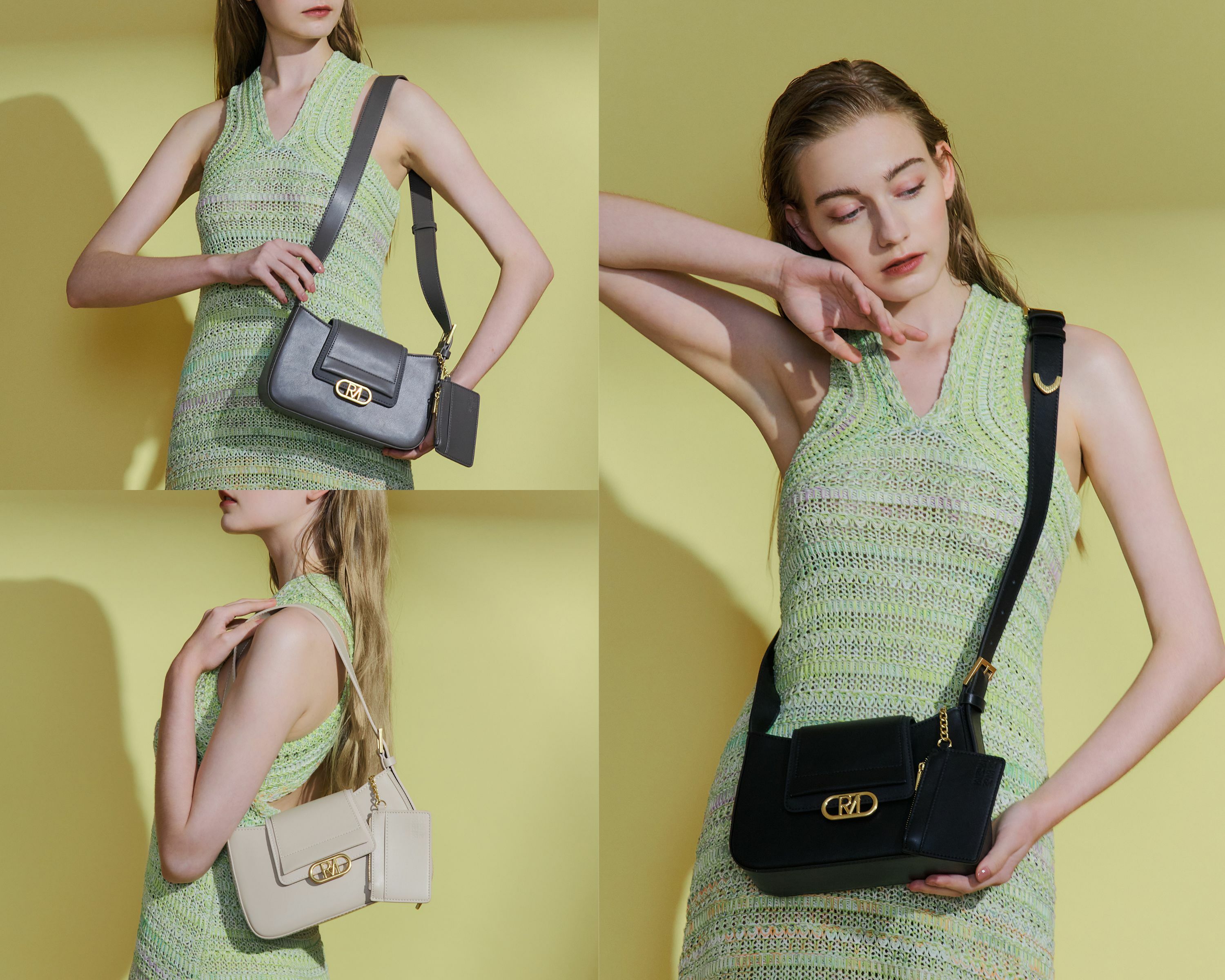 艾拉假期肩背包的黑、白、灰是經典又百搭的配色。