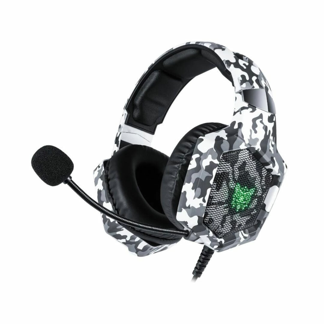 ONIKUMA [K8] 電競級 (RGB變色) 耳機麥克風 3.5mm單插/雙插同時兼容遊戲耳機 - 迷彩綠