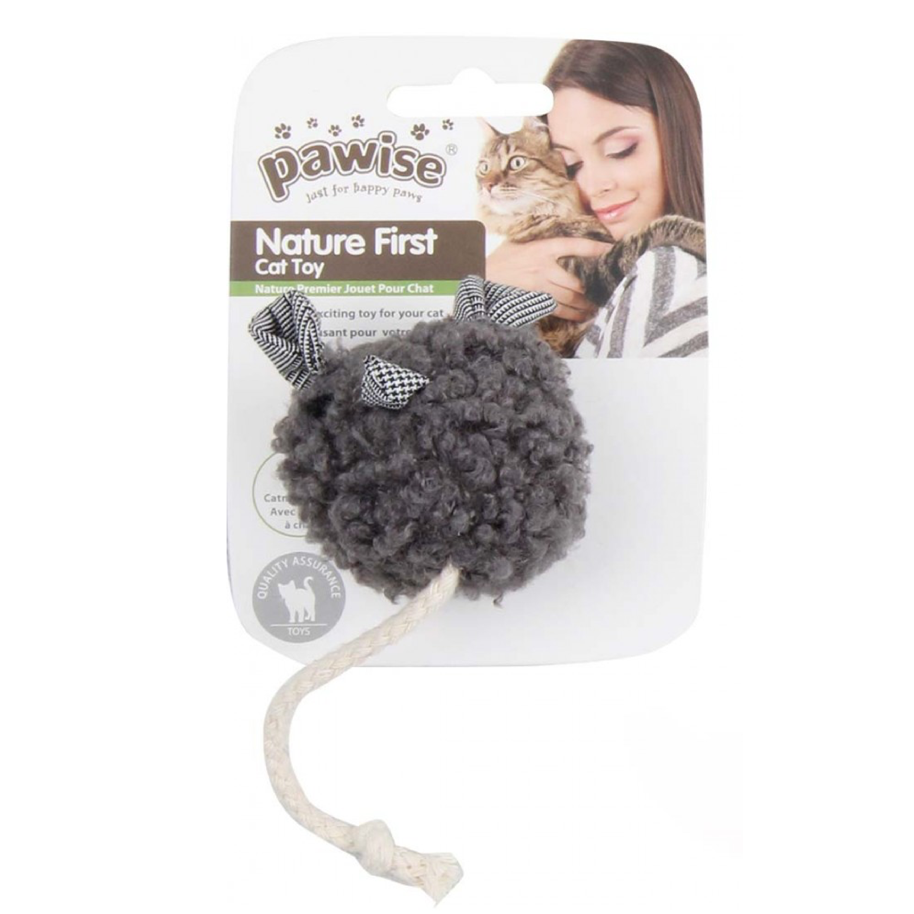 Pawise⎜老鼠頭波波貓玩具 (灰色/杏色/白色)（No.28253)