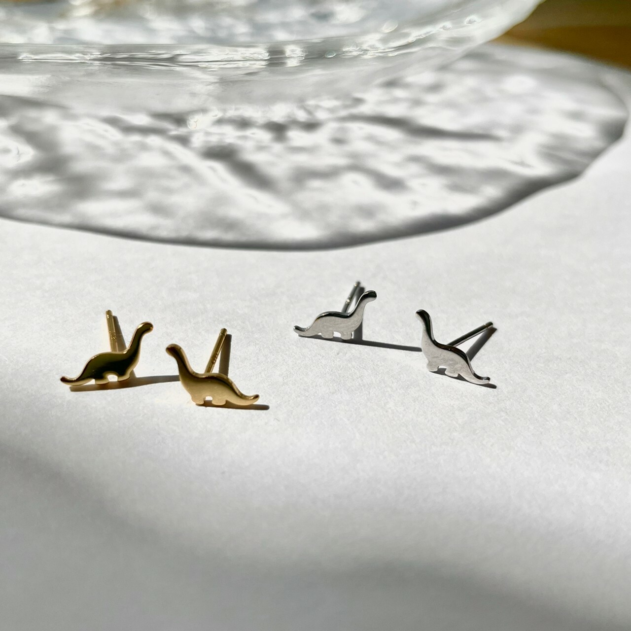 │簡約│恐龍寶寶 • 耳針耳夾 • 純銀耳環 • 可碰水 • 抗過敏 S925