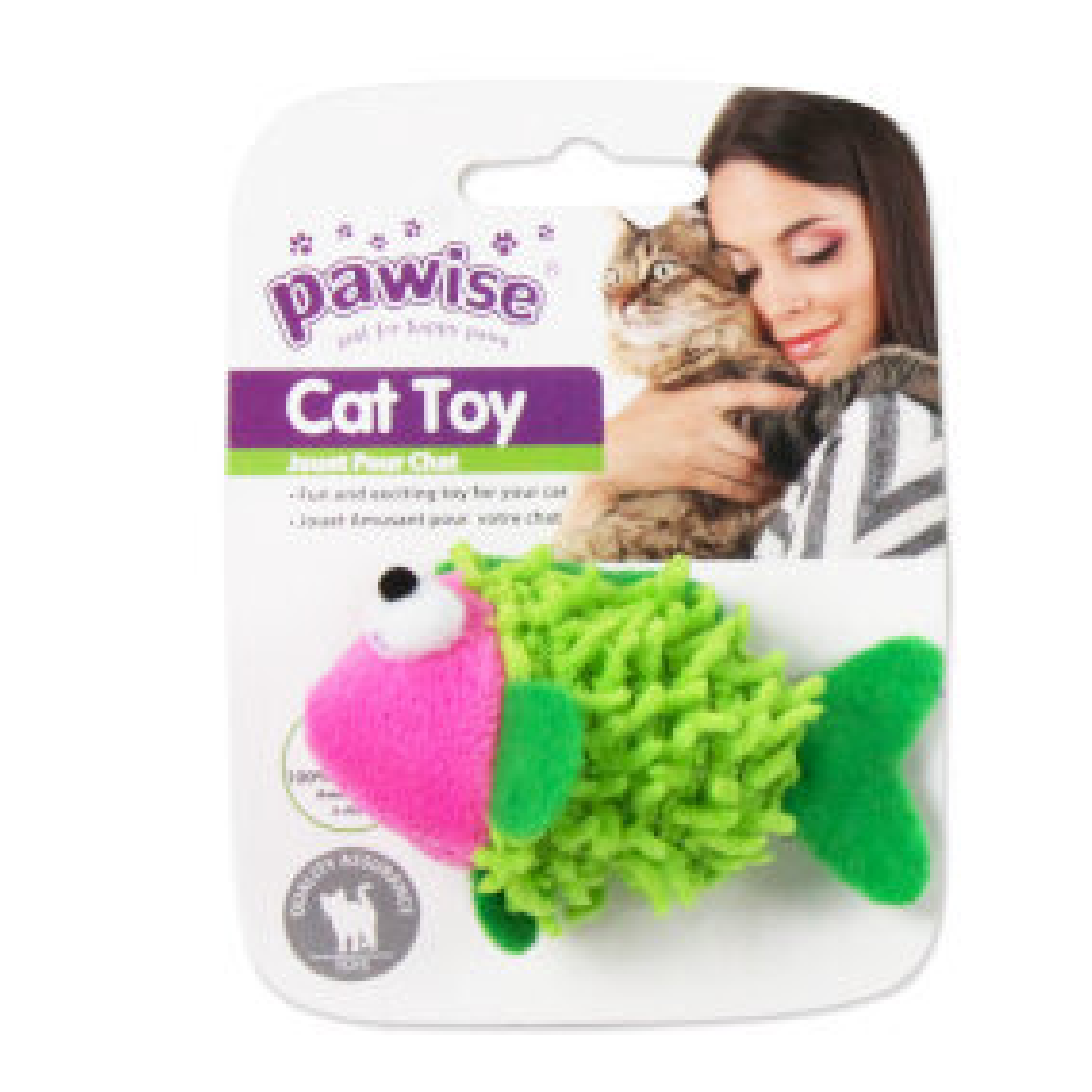 Pawise⎜毛巾魚貓玩具 (綠色/橙色/紫色)（NO.28296)
