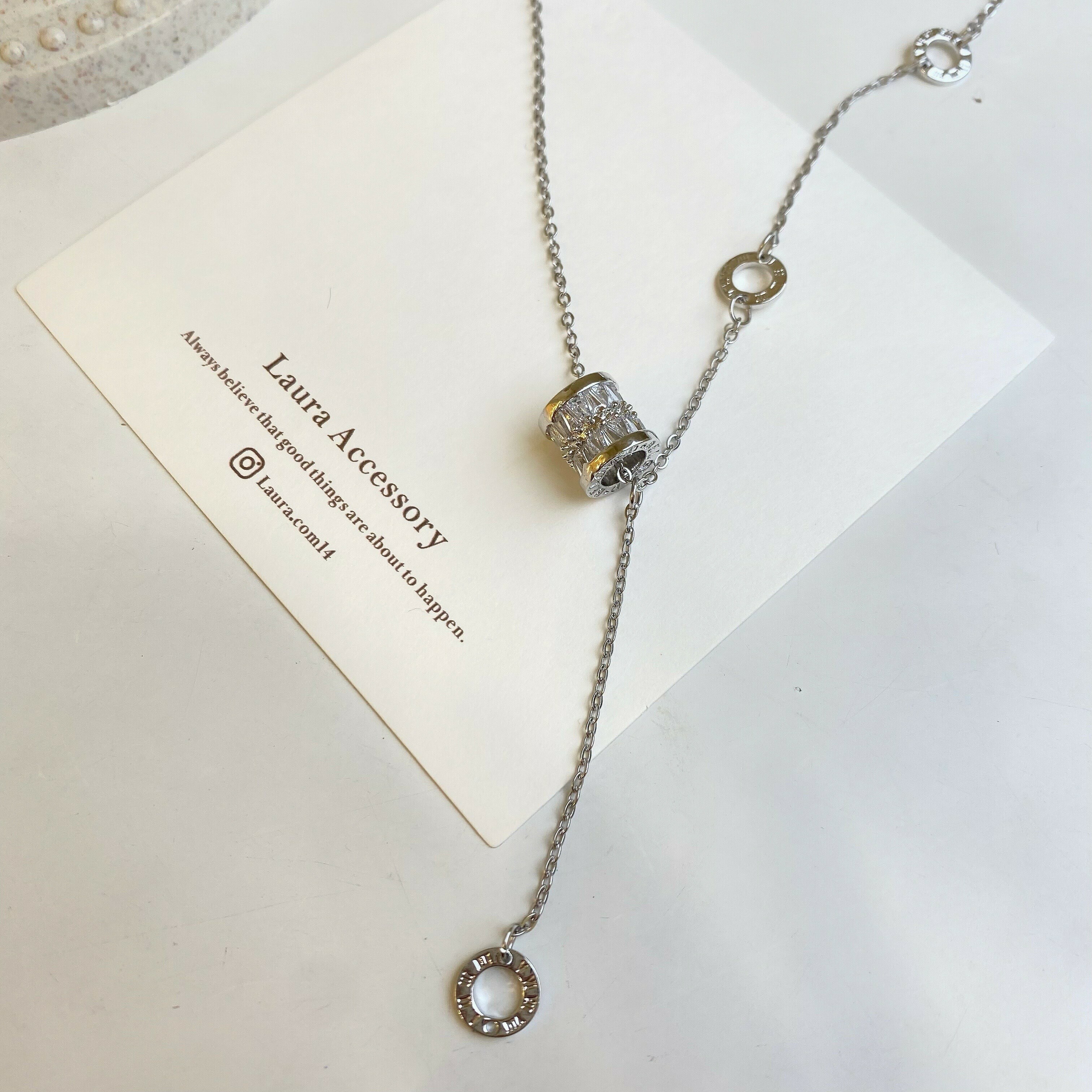 冰冠之心．鋯石圓環小垂吊頸鏈