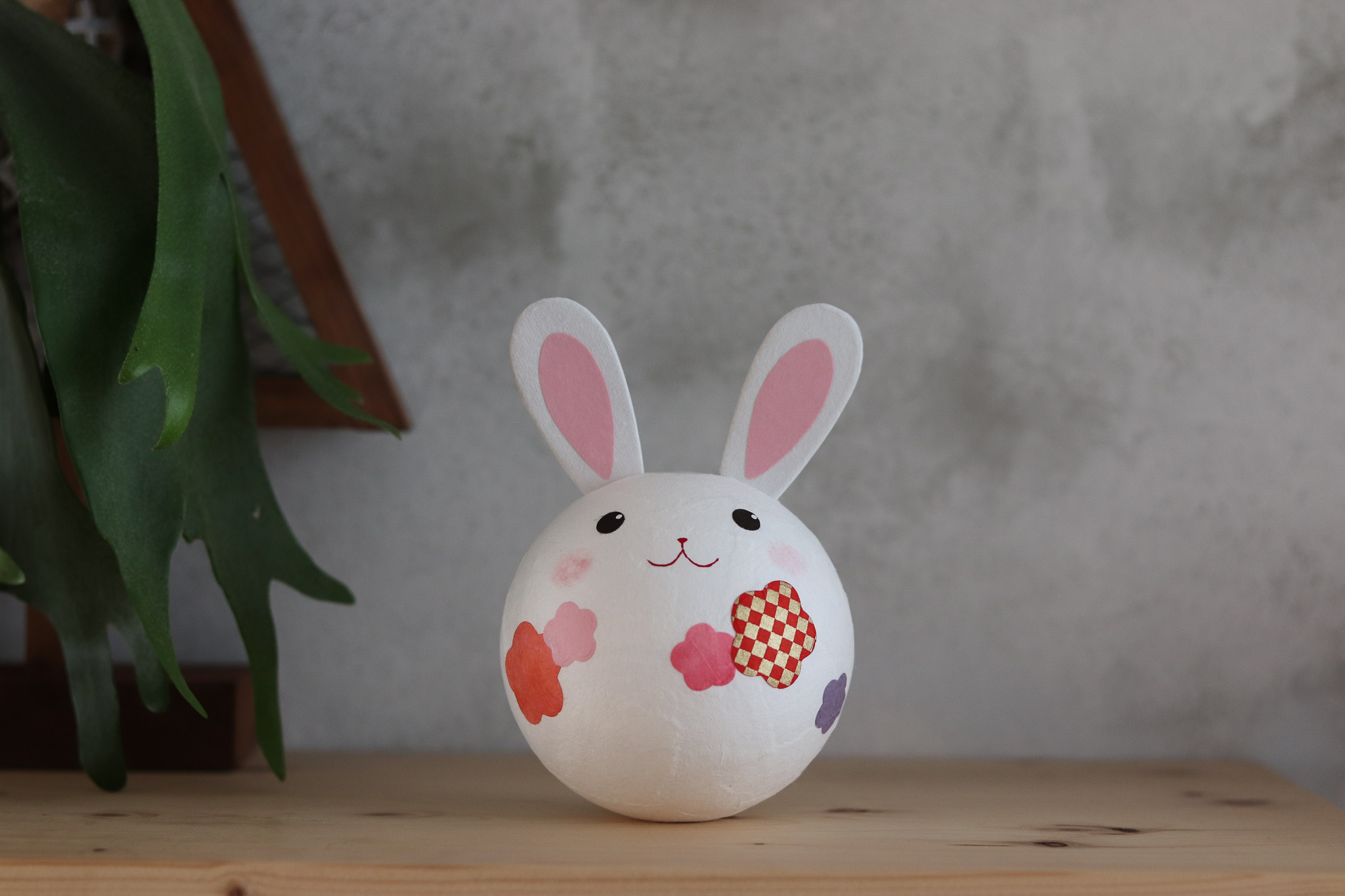 日本 兔年不倒翁 和紙鈴鐺 擺飾